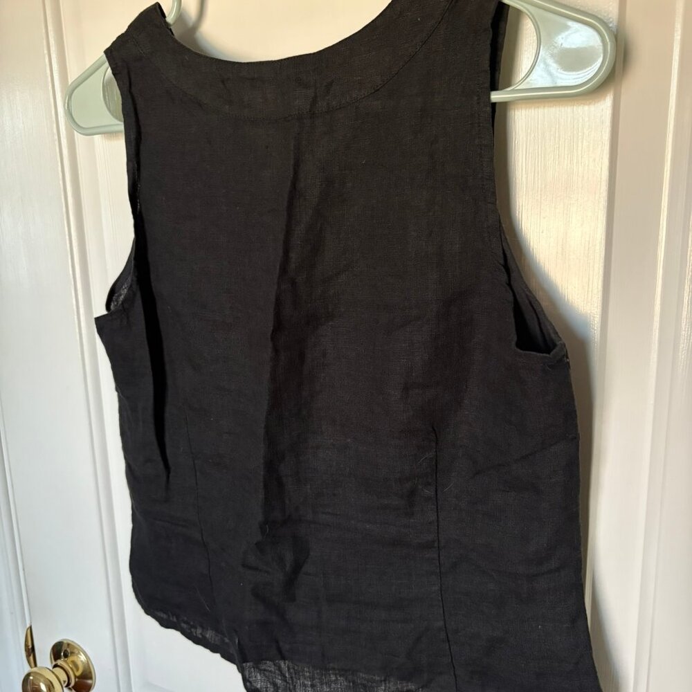FLAX Black 100% Linen Tank - Picture 3 of 7